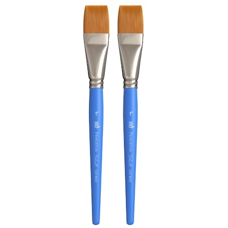Princeton Select Artiste Flat Wash Brush, Synthetic, Short Handle Mixed Media, Size 1 inch, 2PK P3750FW100
