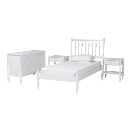 Baxton Studio Denita Bedroom Set, White, Twin 271-14733-14743-14739-14739-ZORO
