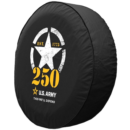 Holland Bar Stool Co United States Army - 250 Years Tire Cover - Size H1 - (37inx12.5in) on Black Vinyl TC