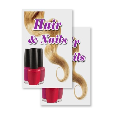 Signmission Hair & Nails, Vinyl Decals Only 24 Inch x 36 Inch, Vinyl Decal, 2PK DSB-2436-2PACK-Hair & Nails