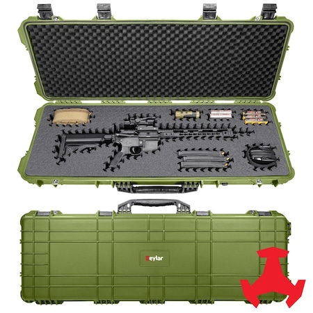 Eylar 44in Hard Rifle Case Equipped With Ragar Reconfigurable & Reusable XP Crosslinked Foam Insert SA00008-GRN-RG-XP