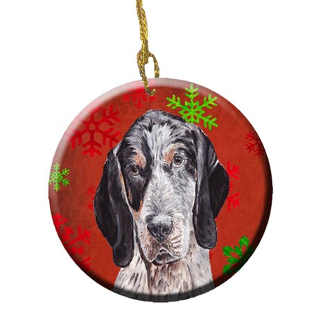 Carolines Treasures Blue Tick Coonhound Red Snowflakes Holiday Ceramic Ornament SC9745CO1