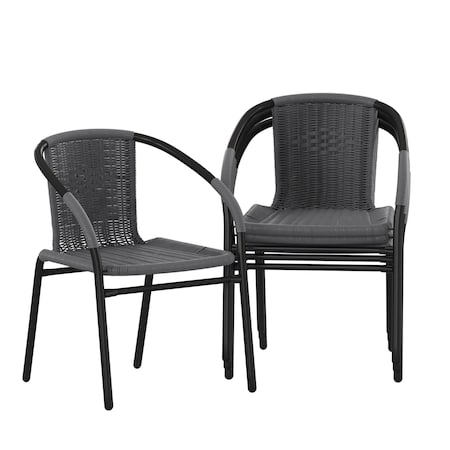 Flash Furniture Lila Gray Rattan Indoor-Outdoor Restaurant Stack Chair, PK4 4-TLH-037-GY-GG