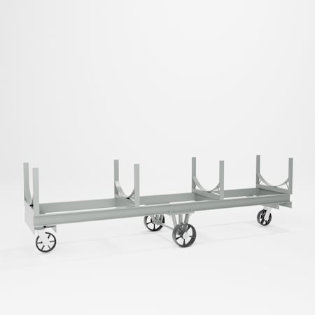 Pucel Cradle Truck, 23 1/2 in W x 120 in L with Steel Casters or 38 1/8 with Rubber Casters, Light Blue CRA-120S