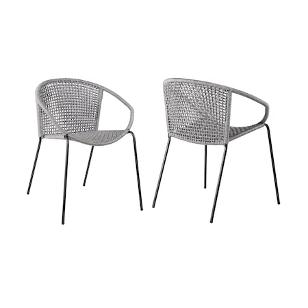 Homeroots Set of Two 25" Gray Metal Outdoor Dining Chair, 2PK 490259