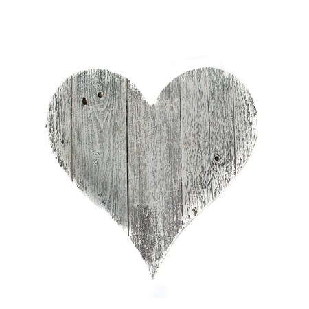 Homeroots 18" Whitewash Reclaimed Wood Heart Wall Decor 384905