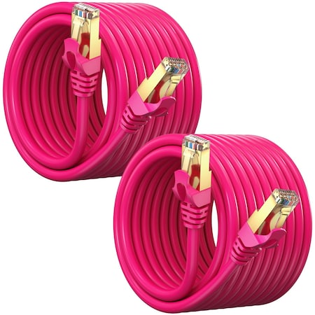 Maximm 25ft Flat Cat7 SFTP Shielded Ethernet Cable, 2PK, Pink, 2PK CAT725FTPink-2PK