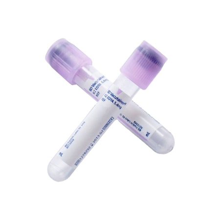 Bd Vacutainer Venous Blood Collection Tube K2 EDTA Additive 2mL Hemogard Closure Plastic Tube, 100PK 367841