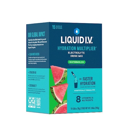 Liquid I.V. Sports Drink Mix, 0.6 oz, Watermelon, PK15 LVM-1508