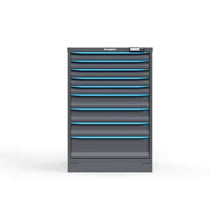 Strong Hold 9 drawer cabinet - (5x 2ft, 3x 4ft, 1x 7ft) - Blue accents - E-Lock w/ Tracking S3044-PPTAS-0902FS