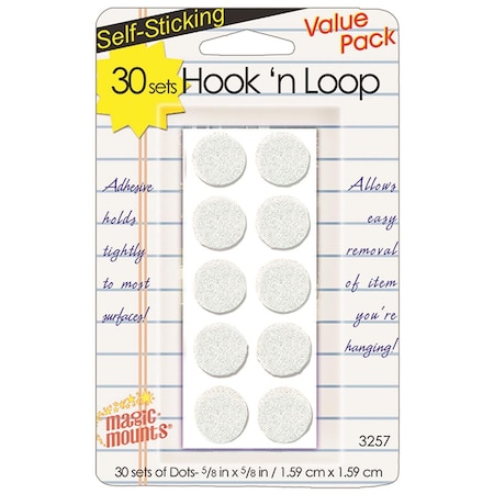 Easy-To-Organize 0.625 in. Magic Mounts Hook N Loop Dots 30 Sets, 6PK EA3482096