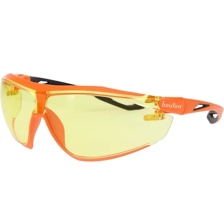 Bouton Optical Bio-Based Full Frame Safety Glasses w/Orange Frame, Amber Lens and Anti-Scratch/Anti-Fog Coating 250-15-0029