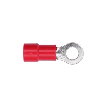 Auveco Vinyl Insulated Ring Terminal 8 Gauge 1/4in Stud Red, 25PK 17042
