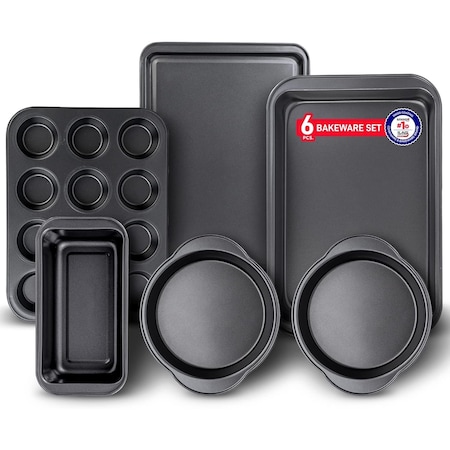 Bakken-Swiss 6-Piece Baking Set, Non-Stick Black Coating, Carbon Steel, PFOA, PFOS, PTFE Free by Bakken BK6PCSET