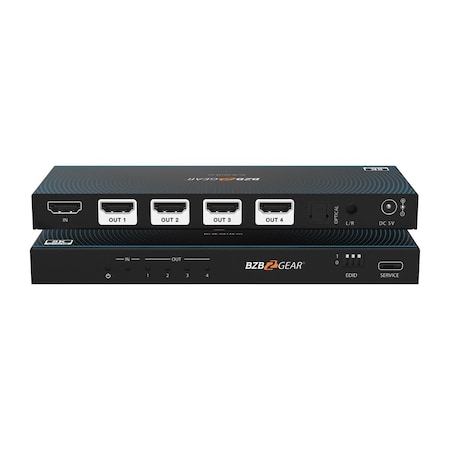 Bzbgear 1x4 8K UHD HDMI 2.1 48Gbps Splitter with Auto Downscaling/Audio De-Embedding BG-8K-DA14A-G2