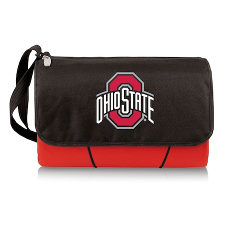 Picnic Time Family Of Brands NCAA Ohio State Buckeyes Blanket Tote Outdoor Picnic BlanketRed with Black Flap 820-00-100-444-0