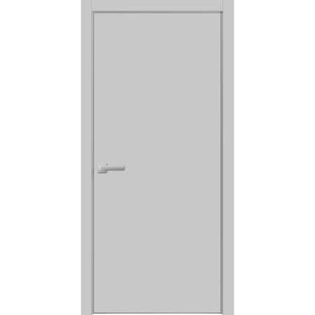 Sartodoors Modern Wood Interior Door with Hardware, Planum 0010 Matte Grey, Single Panel Frame Trims, Bathroom PLANUM0010ID-GRE-3084
