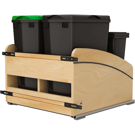 Revashelf Waste Pullout 32/8.45QT Quad 20-31/32in W Soft-close Wood/Black Craftsman 4WCCC-2432DM-418MB