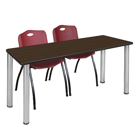Regency Kee Training Table W/ 2 M Stack Chairs, 66 in W, 24 in L, Neo Walnut MT6624NWBPCM47BY
