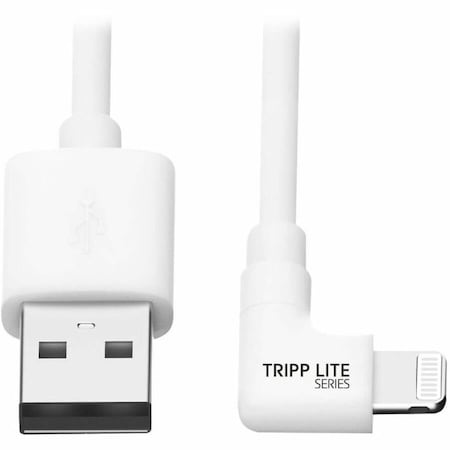 Tripp Lite Lightning to USB Sync Charge Right-Angle iPhone iPad White 3ft M100-003-LRA-WH