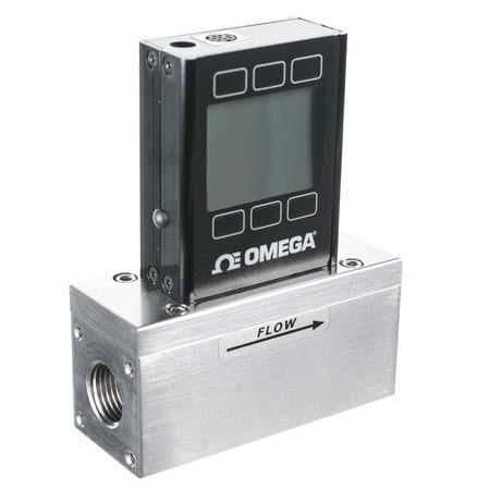 Omega Mass Flow Meter, Gas, 1.25 SLM to 250 SLM, RS232, 145 psi, 1/2 " NPT Female, 4 mA to 20 mA, LCD, 50 FMA-1611A-I