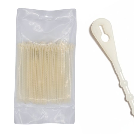 Cable Ties Unlimited Beaded Cable Tie, 5 in L, 40 lb Strength, 1.1 in Max Bundle Dia, Nylon 6/6, Natural, 100PK Bead-5-40-9C