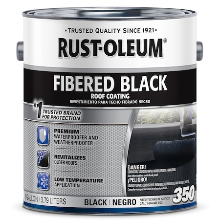 Roofing .9 Gallon Rust-Oleum Black 350 Fibered Black Roof Coating 301909