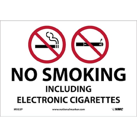 Nmc No Smoking Including E Cigarettes Sign, M953P M953P