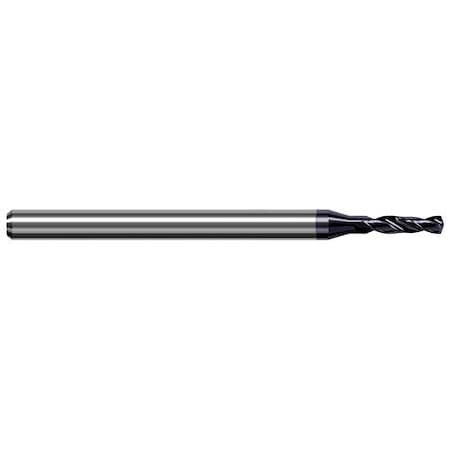 Harvey Tool 1.524 mm Drill DIA x 7.200 mm Flute L Carbide HP Drill for Prehardened Steels, 2 Flutes DHE0600-C3