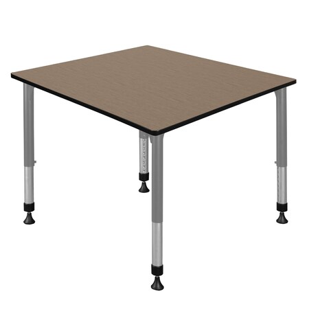 Regency Square Kee Height Adjustable Classroom Activity Table, 48 in W, 48 in L, Noble Oak TB4848NOAPGY