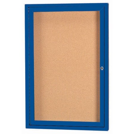 Aarco Illuminated Enclosed Bulletin Board w/ Blue Powder Coated Al Frame, 24''Hx18''W DCC2418RIB