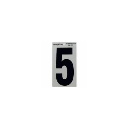 Hillman Adhesive House Address Number 5, Reflective Vinyl, Black and Silver, 5 In. 844101