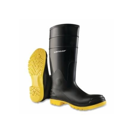 Dunlop Protective Footwear PolyGoliath Rubber Boots, Steel Toe and Midsole, Men's 15, Polyblend/PVC, Black/Yellow 868-8680200.15