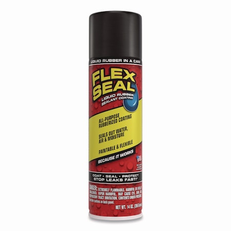 Flex Seal Liquid Rubber Sealant Coating Spray, 14 oz Can, Black FSR20