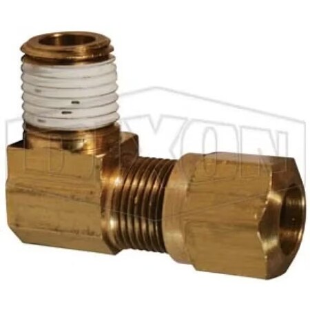 Dixon 90Deg Air Brake Elbow, 11/16-20 x 1/2 in Nominal, Straight Male x Pipe End Style, Brass, Domestic 69NAB88VS