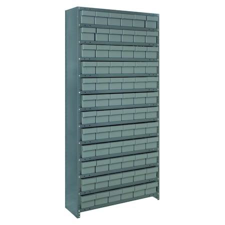 Quantum Storage Systems 13 SHELF CLOSED UNIT W/72 GRAY BINS CL2475-603GY
