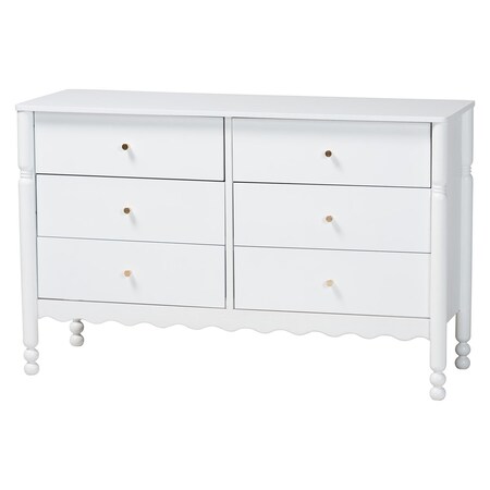 Baxton Studio Hoffman Dresser with Scalloped Apron and Turned Legs, White 272-14816-ZORO