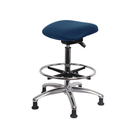 Blue Ridge Ergonomics Vinyl Sit-Stand Chrome-Standing Height with Chrome Foot Ring Stat Glides in Bluebird Voyager Vinyl VSTSS-CR-CF-RG-2002