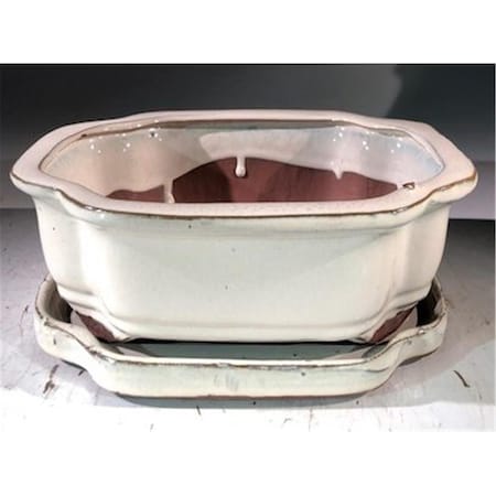 Paisaje 8 x 6 x 3 in. Ceramic Bonsai Pot, Beige - Rectangle PA2806470