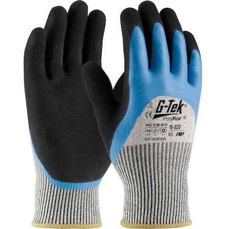 G-Tek Seamless Knit PolyKor Blend Glove w/Acrylic Lining and Double-Dip Latex MicroSurface Grip on, 12PK 16-820/XXL