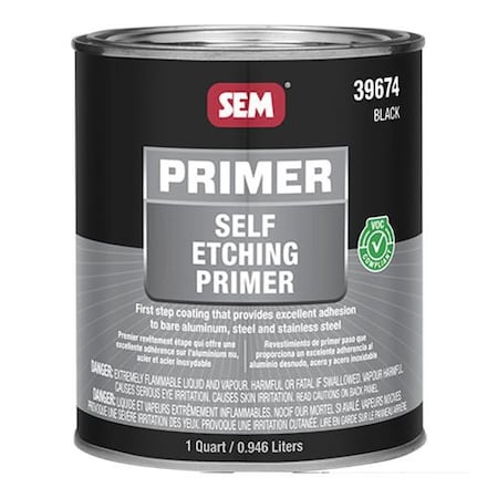 Sem Self-Etching Primer, 1 quart Round Can, Black, 306.7 g/L VOC 39674