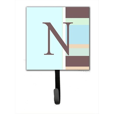 Carolines Treasures Letter N Initial Monogram - Blue Stripes Leash Holder Or Key Hook CJ1003-NSH4