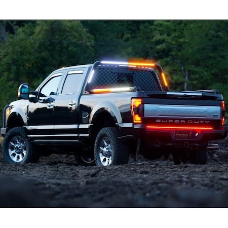 Putco Tailgate Light Bar, LED; 48 Inch Length; Amber And White LED; 1400 Lumens; Clear Lens; Black 93009-48