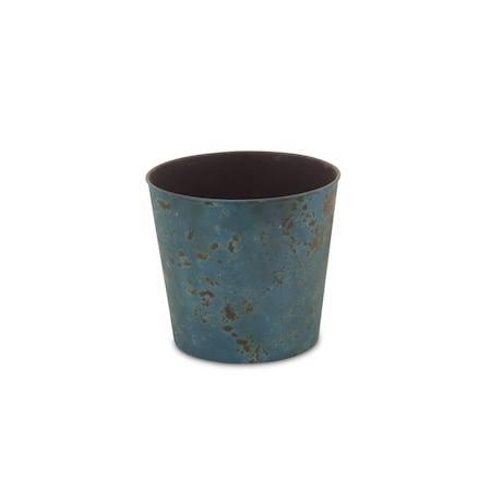 Homeroots 9in Blue Recycled Plastic Indoor Outdoor Round Pot Planter 488202
