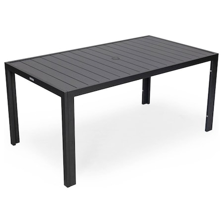 Leisuremod Chelsea Aluminum Outdoor 63in Dining Table, Black CT63BL