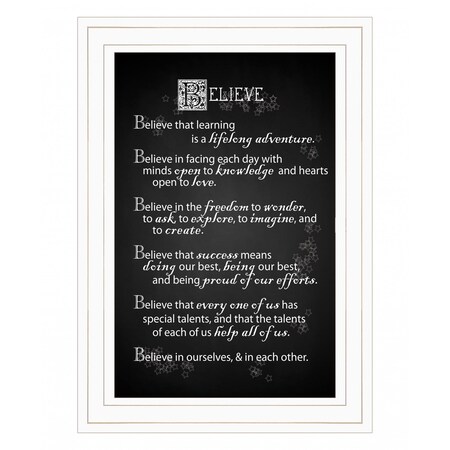 Homeroots Believe 1 White Framed Print Wall Art 407814