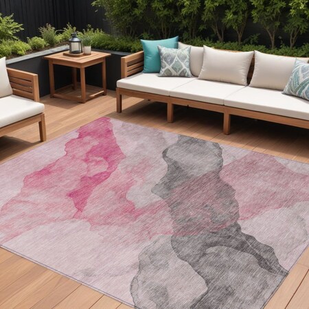 Homeroots 10' X 14' Blush And Gray Abstract Washable Indoor Outdoor Area Rug 631832