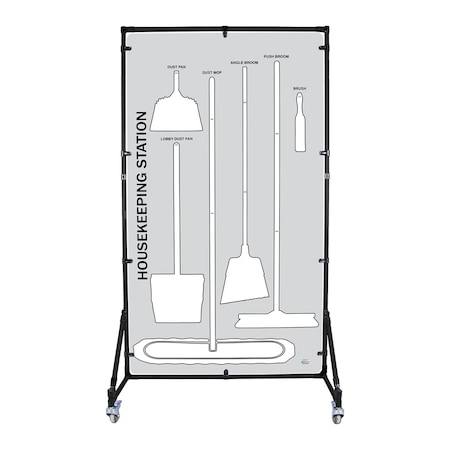 5S Supplies Housekeeping Shadow Board Broom Station V2, Gray / White Shadows, Kit HSB-V2-GRAY/WHITE-KIT