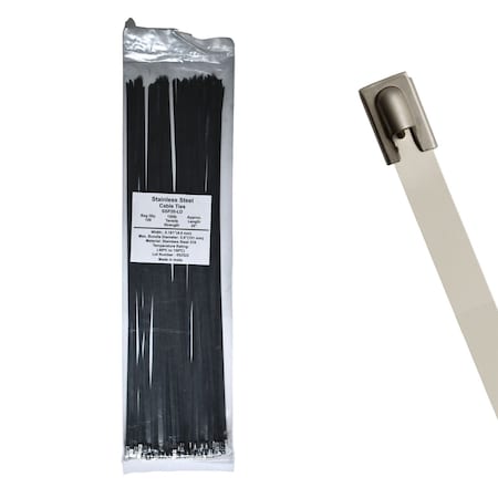 Cable Ties Unlimited Cable Tie, 20 in L, 150 lb Strength, 5.8 in Max Bundle Dia, 316 Stainless Steel, Silver, 100PK SSP20-LD