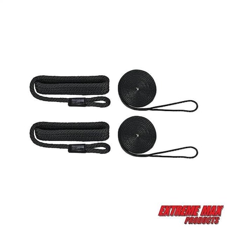 Extreme Max Extreme Max 3006.2681 BoatTector Premium Solid Braid MFP Dockside Rope Value Pack - 3/8", Black 3006.2681